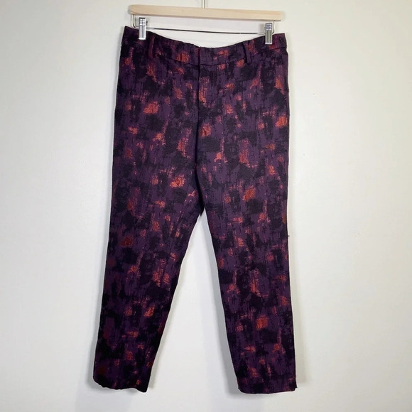 Lord & Taylor Purple Patter Twill Ankle Trouser - Picture 1 of 7
